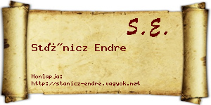 Stánicz Endre névjegykártya